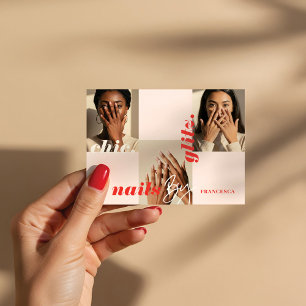 Tarjeta De Visita Moderno Collage de fotos Mínimo de Salon Nail Busi
