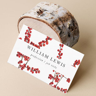 Tarjeta De Visita Moderno color de agua rojo Berries Minimalista sim