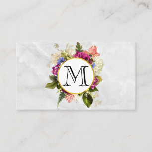Tarjeta De Visita Moderno color de agua rosa Floral Bouquet Monogram