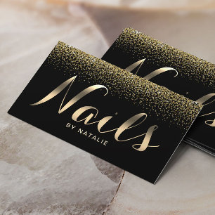 Tarjeta De Visita Moderno Confetti de Oro Salón de Nales Manicurista