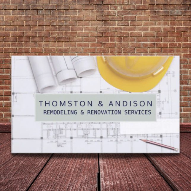 Tarjeta De Visita Moderno contratista constructor de arquitectos de  (Modern Construction Architect Builder Contractor Business Card)