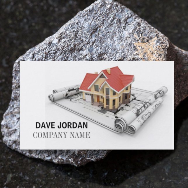 Tarjeta De Visita Moderno contratista de arquitectos de construcción (Modern Blueprint Construction Architect Contractor Business Card)