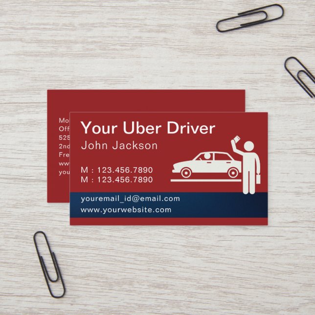 Tarjeta De Visita Moderno controlador de Uber personalizado Código Q (Anverso/Reverso In Situ)