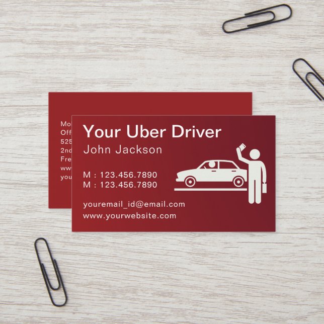 Tarjeta De Visita Moderno controlador de Uber personalizado Código Q (Anverso/Reverso In Situ)