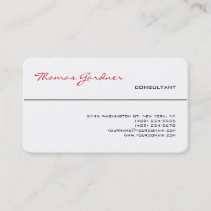 Tarjeta De Visita Moderno creativo del llano de moda rojo blanco de