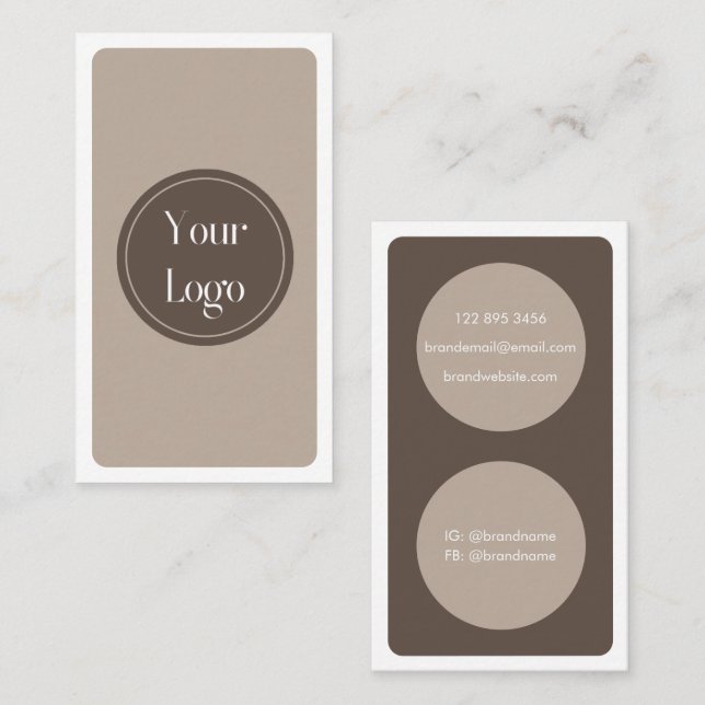 Tarjeta De Visita Moderno Crema Marrón Simple Minimalista (Anverso / Reverso)