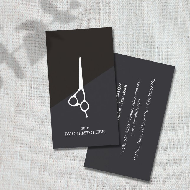 Tarjeta De Visita Moderno Dark Blue Black Scissor Hair Stylist (Subido por el creador)