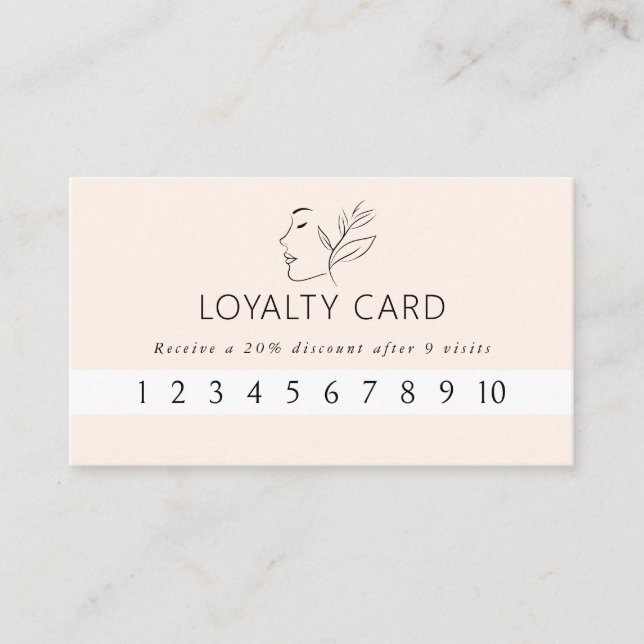 Tarjeta De Visita Moderno, de líneas, femenino, leafy, salon, beige (Anverso)