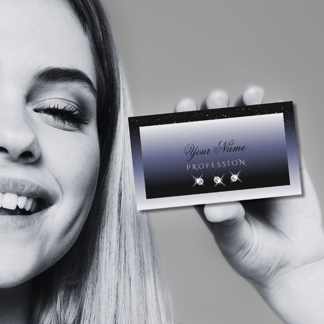 Tarjeta De Visita Moderno degradado azul negro Sparkle Jewels Elegan (Subido por el creador)