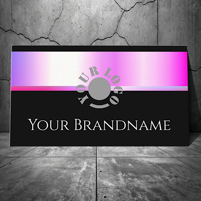 Tarjeta De Visita Moderno degradado rosa morado Shimmer negro y logo (Subido por el creador)