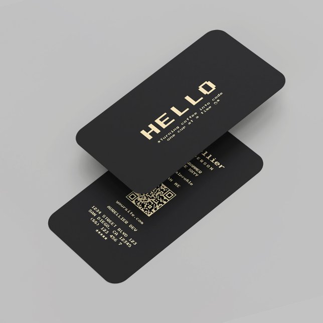 Tarjeta De Visita Moderno desarrollador de software Black Gold (Modern Software Engineer Developer Black Gold Business Card
)