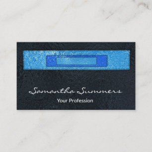 Tarjeta De Visita Moderno Dicroic Fused Glass Art Negro Azul