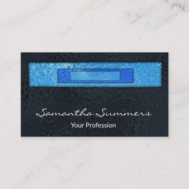 Tarjeta De Visita Moderno Dicroic Fused Glass Art Negro Azul (Anverso)