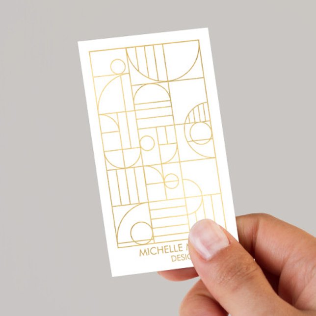 Tarjeta De Visita Moderno Diseñador Geométrico Art Deco Faux Gold (Subido por el creador)