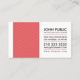 Tarjeta De Visita Moderno Diseñador Interior Patrón de Chevron Rojo