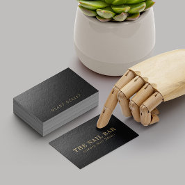 Tarjeta De Visita Moderno Diseñador Minimal Negro y Oro Grabado en r