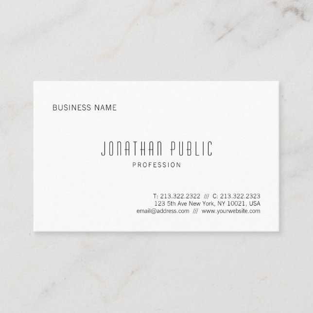 Tarjeta De Visita Moderno Diseño Simple Profesional Elegante Plantil (Anverso)