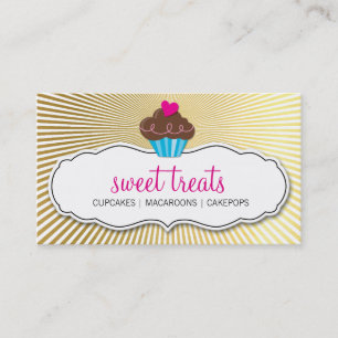 Tarjeta De Visita MODERNO DULCE lindo quequitos rosa oro retro explo