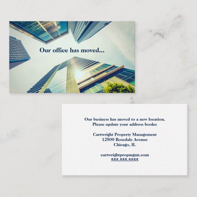 Tarjeta De Visita Moderno edificio de oficinas Cambio de dirección M (Anverso / Reverso)
