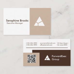 Tarjeta De Visita Moderno Ejecutivo Beige Marrón Elegante
