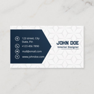 Tarjeta De Visita Moderno Elegante Azul y Blanco Profesional