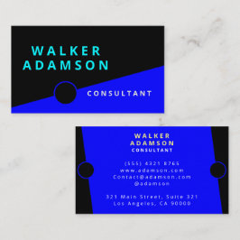 Tarjeta De Visita Moderno Elegante Azul y Negro