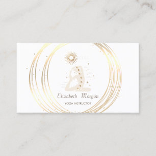 Tarjeta De Visita Moderno Elegante Blanco, Círculos Dorados Chica Yo