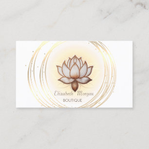 Tarjeta De Visita Moderno elegante blanco, círculos dorados loto mar