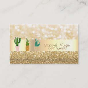 Tarjeta De Visita Moderno elegante brillante, Bokeh, plantas de cact