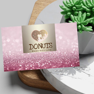 Tarjeta De Visita Moderno Elegante, Brillo Bokeh, Donas, Panadería