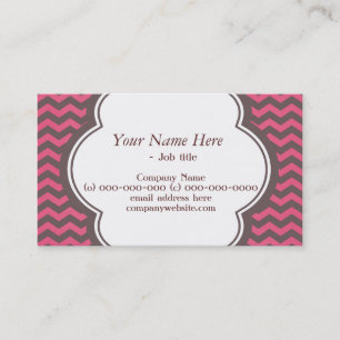 Tarjeta De Visita Moderno, elegante, chevron rosa y espresso de moda