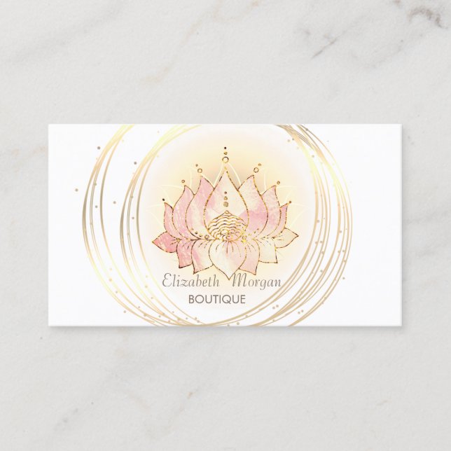 Tarjeta De Visita Moderno Elegante, Círculos de Oro Estilo Lotus (Anverso)