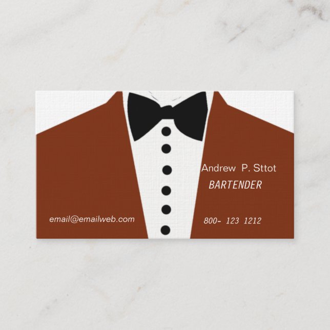 Tarjeta De Visita Moderno elegante del smoking del acontecimiento (Anverso)