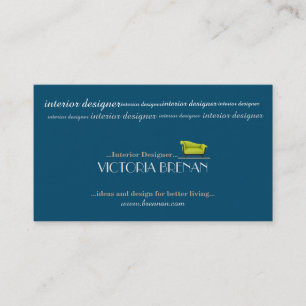 Tarjeta De Visita Moderno elegante del verde azul del sofá del