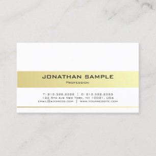 Tarjeta De Visita Moderno Elegante Diseño Esbelto de Oro Blanco