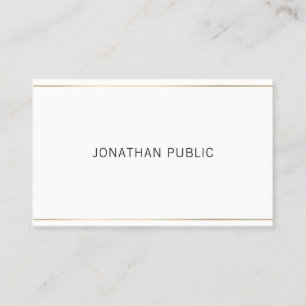 Tarjeta De Visita Moderno Elegante Dorado Rayado Simple Profesional