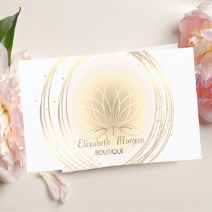 Tarjeta De Visita Moderno Elegante Estiloso, Blanco, Círculos de Oro