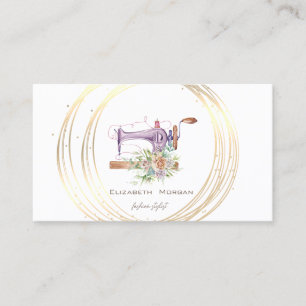 Tarjeta De Visita Moderno Elegante Estiloso, Blanco, Círculos Dorado