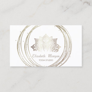 Tarjeta De Visita Moderno Elegante Estiloso Círculos de Oro Loto Bla