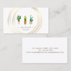 Tarjeta De Visita Moderno Elegante Estiloso, Círculos Dorados Planta