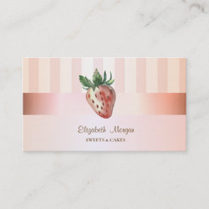 Tarjeta De Visita Moderno Elegante Estiloso Fresa Rayado