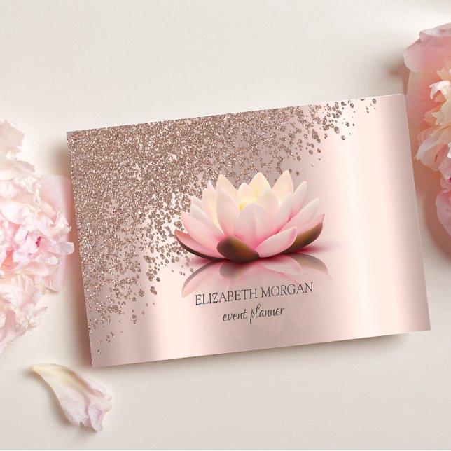 Tarjeta De Visita Moderno Elegante Estiloso Lotus de Oro Rosa Diaman (Subido por el creador)