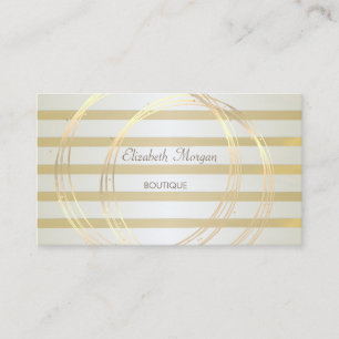 Tarjeta De Visita Moderno Elegante Estiloso, Rayado, Círculos Dorado