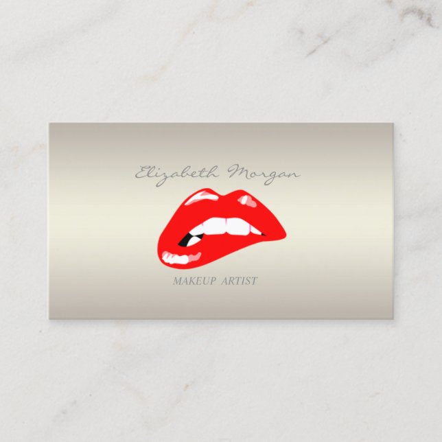 Tarjeta De Visita Moderno Elegante Girly Profesional,Lips Rojas (Anverso)