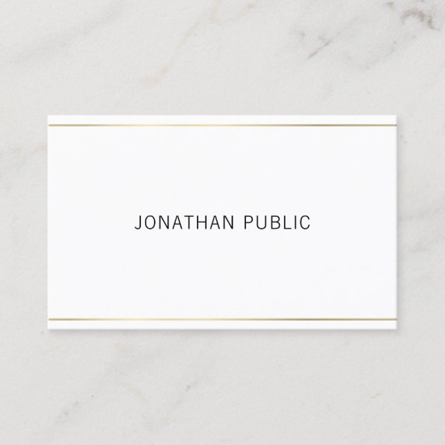 Tarjeta De Visita Moderno elegante Gold Striped Simple Profesional (Anverso)
