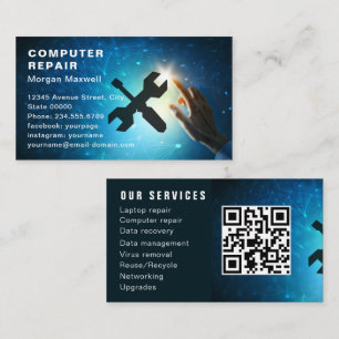 Tarjeta De Visita Moderno Elegante Gris Azul Circuito Reparación de