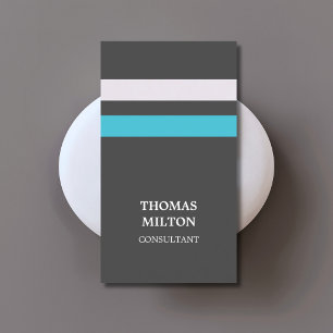 Tarjeta De Visita Moderno Elegante Gris Azul Rayas Consultor 