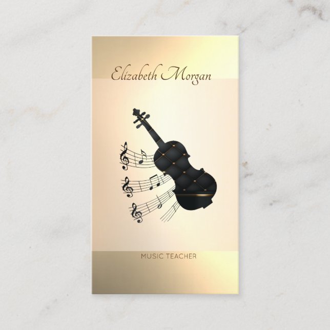 Tarjeta De Visita Moderno Elegante, Guitarra, Maestro De Música (Anverso)