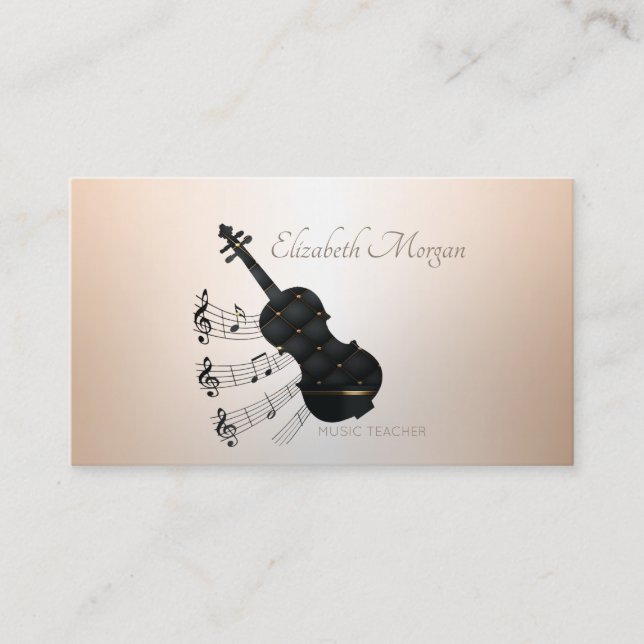 Tarjeta De Visita Moderno Elegante, Guitarra, Maestro De Música (Anverso)