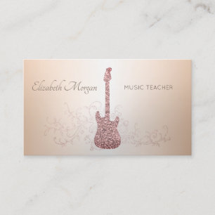 Tarjeta De Visita Moderno Elegante, Guitarra Purpurina, Maestro De M